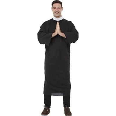 Image of Funidelia Priest Costume for man Priest, Monk, Pope, Professions Costumes adults, accessory fancy dress &amp; props Halloween, carnival parties Size 3XL Black