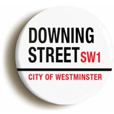 Image of Downing Street Road Sign Fridge Magnet (Circular 2inch / 50mm Diameter)