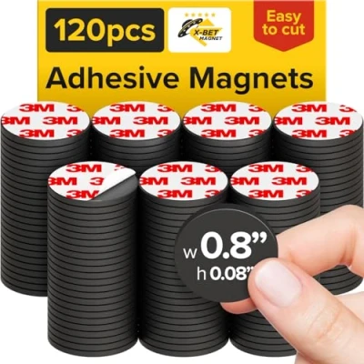 Image of Magnetic Dots 120pcs Self Adhesive Magnet (0.8&quot; x 0.8&quot;) Peel &amp; Stick Circles Industrial Flexible Sticky Magnets Sheets is Alternative, Stickers, Strip and Tape