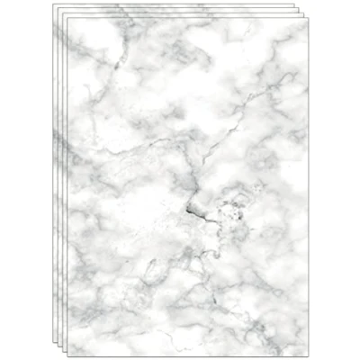 Image of 60 A4 Sheets Colourful Marble Paper Printed on Both Sides 90GSM Marbled White (White)