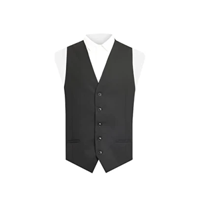 Image of Dobell Mens Black Waistcoat Regular Fit 5 Button 3XL (54 56in)