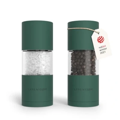 Image of LARS NYSØM Salt and Pepper Grinder Set I Mills with Adjustable Ceramic 2 Pieces Manual Design Spice (Pine Green)