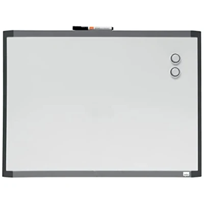 Image of Nobo Small Magnetic Whiteboard, Assorted Two Tone Trim, Dry Wipe, Easy Clean, Wall Mountable, Integrated Pen Clip, Home/Office, 585 x 430 mm, 1903772