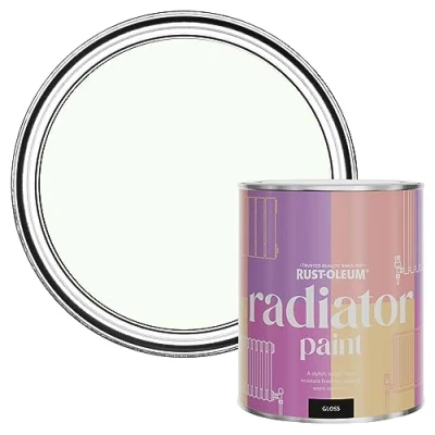 Image of Rust Oleum White Heat Resistant Radiator Paint in Gloss Finish Still 750ml