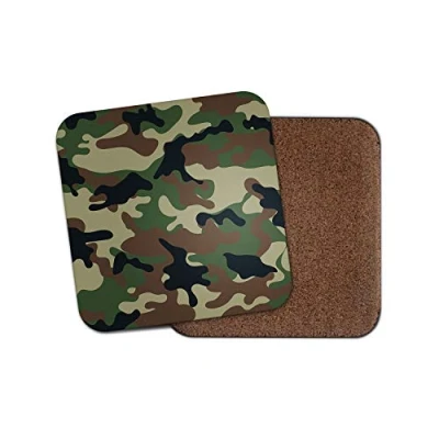 Image of 1 x Green Camo Pattern Coaster Camouflage Army Forces RAF Fun #13105