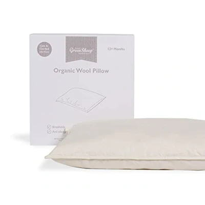 Image of The Little Green Sheep Organic Wool Cot Pillow for Toddlers Gently Moulding All Around Comfort 40x60cm