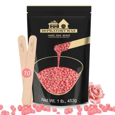 Image of Lifestance Waxing Beads, 450g Rose Hard Wax Brazilian Bikini with 10 Applicators, Stripless Beads for Face, Upper Lip, Legs, Eye Brow Fine Hair Removal.