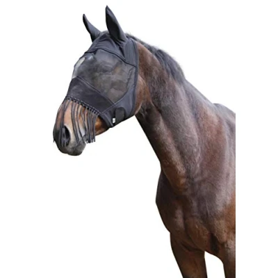 Image of Kerbl fly mask with ear protection and nostril cord