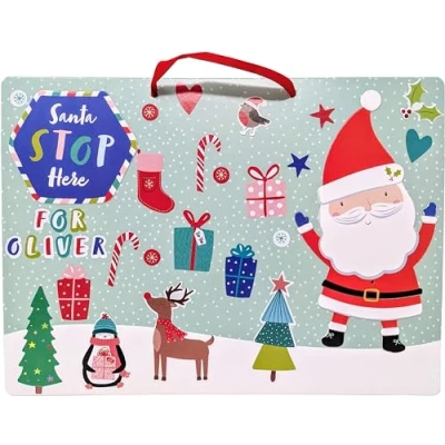 Image of Make Your Own Santa Stop Here Sign Christmas Craft Kit