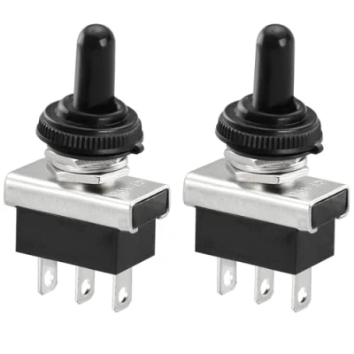 Image of Heschen strong metal toggle switch flick flip, 25A 12V SPDT on/off/on 3 positions, pins for waterproof car light, Pack of 2