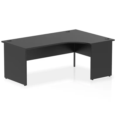 Image of Impulse 1800mm Right Crescent Office Desk Black Top Panel End Leg