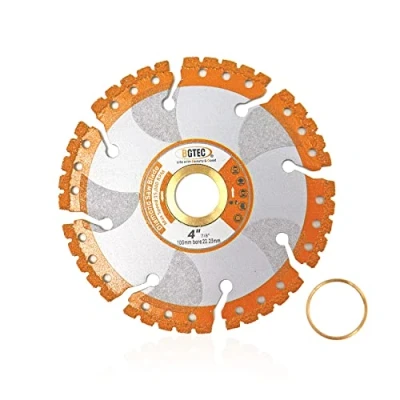 Image of BGTEC Diamond Cutting Disc 100mm All Purpose Cut Off Wheel with 2pcs Washers(22.23/16 and 22.23/20) for Rebar Sheet Metal Angle Iron Stainless Steel Granite Marble