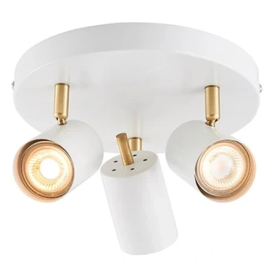 Image of Betta Lighting Matt White &amp; Satin Brushed Gold GU10 LED Ceiling Spotlight