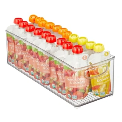 Image of iDesign Recycled Plastic Stackable Storage Bin with Handles Clear