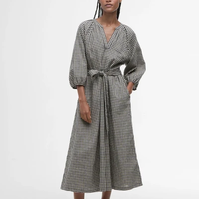 Image of Barbour Suri Cotton Gingham Midi Dress UK 8