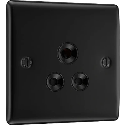 Image of Nexus Metal Matt Black Single Round Pin Unswitched 5A Socket (Black Insert)