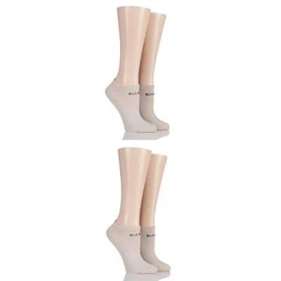 Image of Elle Ladies Bamboo No Show Socks Pack of 4 Neutral 8