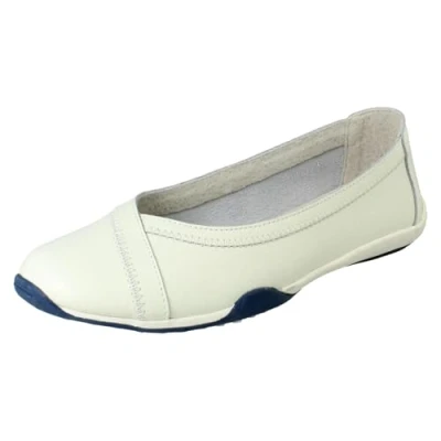 Image of Ladies Down to Earth Slip On Casual Trainer Shoes F80577 White Action Leather UK Size 5 EU 38 US 7