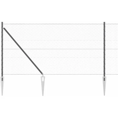 Image of vidaXL Hexagon Link Fence with 13 Spike Posts 1x25 m Galvanised Steel