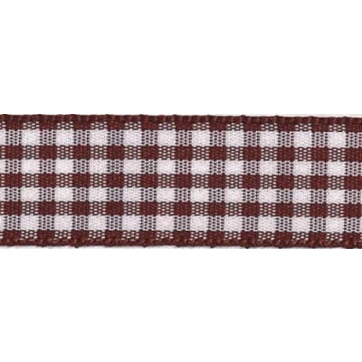 Image of 40mm Berisford Gingham Ribbon 25 Brown per metre
