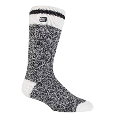 Image of HEAT HOLDERS Mens New Patterned Warm Winter Striped Twist Thermal Socks in 10 colours, size 6 11 UK 39 45 Eur (Black Block Twist)