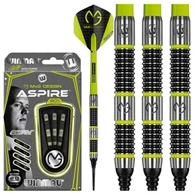 Image of WINMAU Michael van Gerwen MvG Aspire Tungsten Softip Darts Set 20g with Prism Flights and Nylon Shafts (Stems)