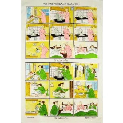 Image of Samuel Lamont The Male &amp; Female Characters Cotton Tea Towel