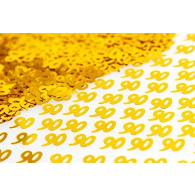Image of SHATCHI 28g Gold 90th Birthday Confetti Foil Metallic Glitz Table Scatter Sprinkles Age Bday Party Decorations, 12mm