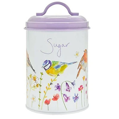 Image of Garden Birds Sugar Container Tin