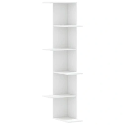 Image of vidaXL Wall Corner Shelf Floating Rack White Engineered Wood, 36.5 x 140 cm For Living Room, Bedroom Decorative and Space Saving Design