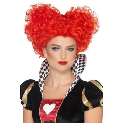 Image of Smiffys Heart Wig, Red , Fairytale, Wings and Wands Fancy Dress, The Queen Dress Up Wigs