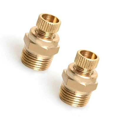 Image of POWERTOOL Brass Water Drain Valve, 2pcs Compressor Valve for Air Compressor, Fit Screw Compressors, Fast Installation, 1/4&quot;, 3/8&quot;, 1/2&quot;