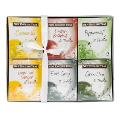 Image of New English Teas Essential Tea Gift Collection with 60 Individually Wrapped Teabags Fruit &amp; Herbal, Black Tea, Green