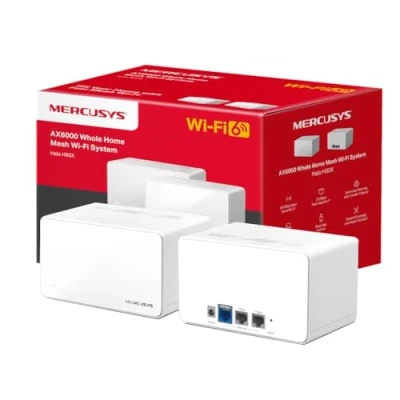 Image of Mercusys AX6000 Whole Home Mesh Wi Fi 6 System, Coverage up to 6,000 ft² (550 m²), Connect over 150 Devices, 1024 QAM, 2.5 Gbps Multi Gig Ports, Dual Band Fi, Easy App Control, Halo H90X (2 pack)