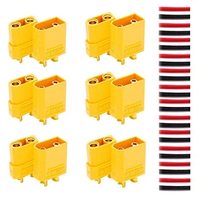 Image of RUNCCI YUN XT90 Battery Connector Set for RC Lipo Motor 6 Pairs Yellow, Male Connectors + Female