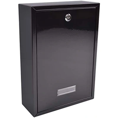 Image of Burg Wachter MB11BK Forth Rear Access Gate &amp; Wall Mounted Galvanised Steel Lockable Weatherproof Post Box Black 25x35x10cm