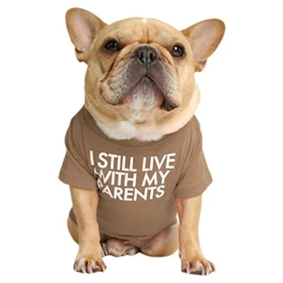 Image of Junhouse Bulldog Clothes Pet Clothing Puppy T shirt Spring Summer Soft Comfy Breathable Quick Dry Dog Outfit Pullover For Small Medium Large Dogs (2XL,Khaki)