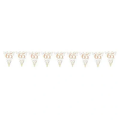 Image of Party Bunting Sparkling Fizz 65 White &amp; Rose Gold Holographic 11 flags 3.9m