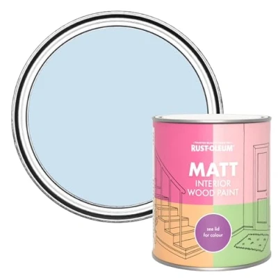Image of Rust Oleum Blue Interior Wood Paint in Matt Finish Powder 750ml
