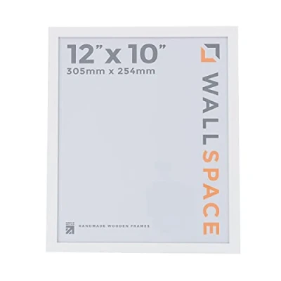 Image of Wall Space Thin 12x10 White Frame Picture 12 x 10 inches 10x12 Frames made from WOOD with REAL GLASS Photo