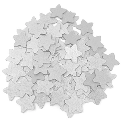 Image of Silver 18mm Stars Wooden Shabby Chic Craft Scrapbook Vintage Wood Star (50)