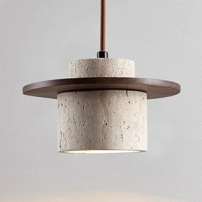 Image of XLDZ Pendant Light, Concrete Light for Dining Room, Natural Stone Shade Fixture Kitchen Island, Modern Chandelier, Nordic Ceiling Hanging Lighting(Walnut)
