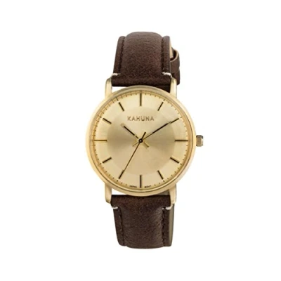 Image of Kahuna Women&#039;s Quartz Watch with White Dial Analogue Display and Brown PU Strap KLS 0326L
