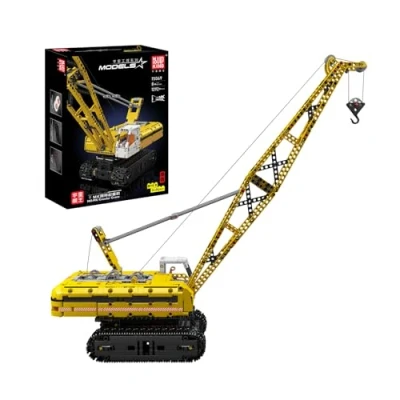 Image of Mould King Crawler Crane Tracked Yellow Brick Model 1292/pcs Remote Control RC 15069