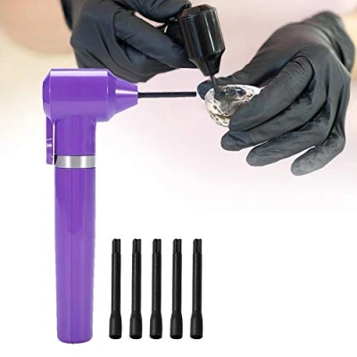 Image of Tattoo Ink Mixer, Electric Pigment Mixer Machine, Color Blender Accessory with 5 Mixing Sticks, Agitator Machine for Microblading Supply Tool (Purple)