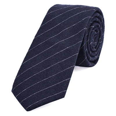 Image of DonDon Narrow Men&#039;s Tie 2.36 inch 6 cm Cotton dark blue striped