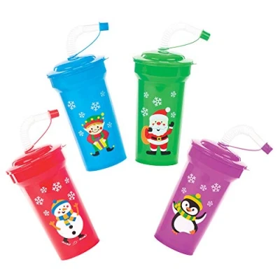 Image of Baker Ross AV808 Christmas Bendy Straw Cups, Assorted