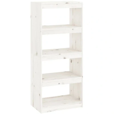Image of vidaXL Book Cabinet/Room Divider White 60x30x135.5 cm Solid Wood Pine