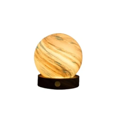Image of Gingko AstraGlass Lamp Mini Polar Cloud Walnut Wood and Glass, RGB LED Light Decoration, Lighting, Living Room, Art Deco Style, Smart Touch, Battery Powered