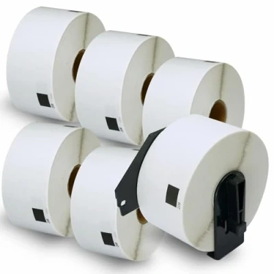 Image of BETCKEY 6 Rolls DK 11208 Labels with ONLY 1 Reusable Label Holders, 38mm x 90mm, 2400 Large Address Using for Ql Printers